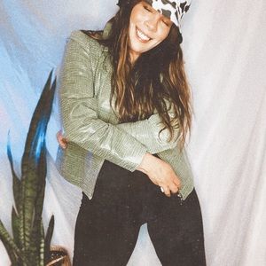 100% VINTAGE GENUINE LEATHER GREEN JACKET